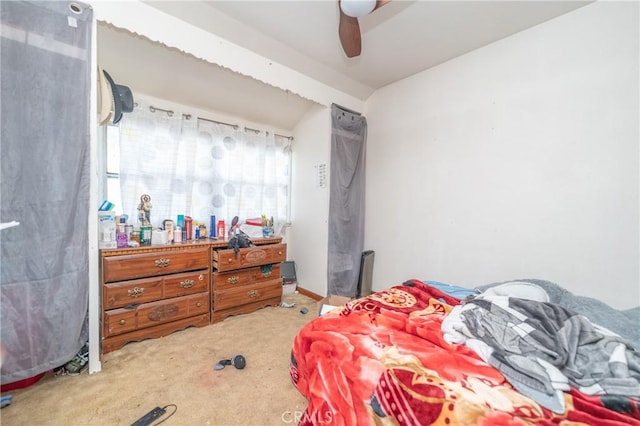 bedroom featuring carpet flooring and ceiling fan