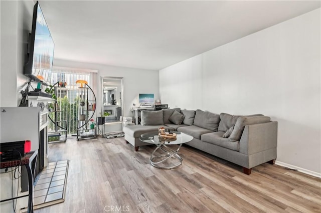 living room with wood finished floors