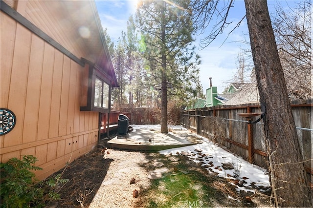 view of yard with a fenced backyard