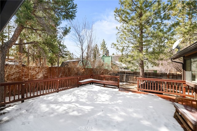 wooden terrace featuring a fenced backyard