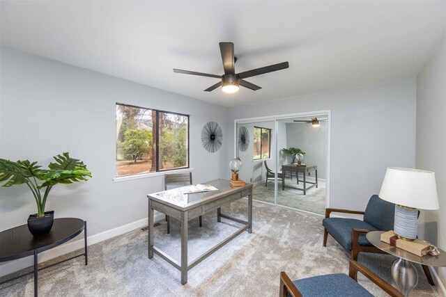 32404 Womsi Rd, Pauma Valley, CA 92061 - home office featuring light colored carpet and a ceiling fan