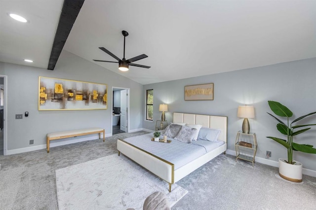 32404 Womsi Rd, Pauma Valley, CA 92061 - bedroom with carpet, vaulted ceiling, recessed lighting, and ceiling fan