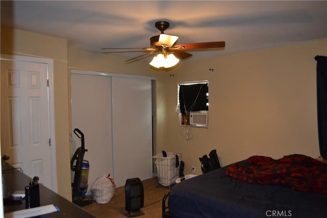 bedroom with a closet and ceiling fan