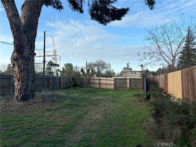 view of yard with a fenced backyard