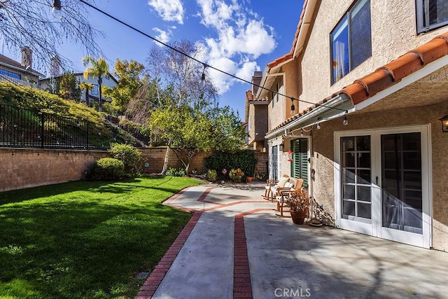 23461 Darcy Ln, Newhall, CA 91321 - view of yard with french doors and a patio