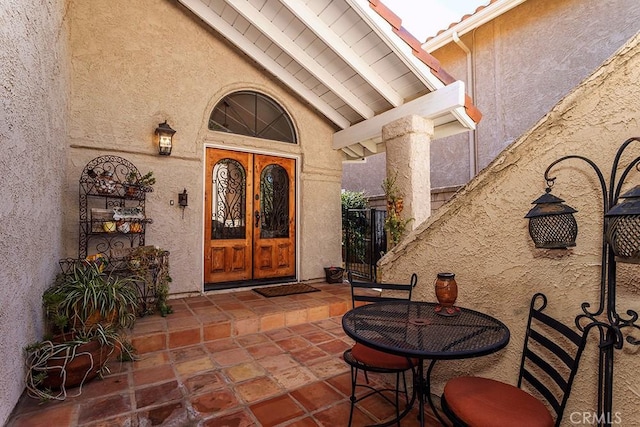 23461 Darcy Ln, Newhall, CA 91321 - property entrance with stucco siding and french doors
