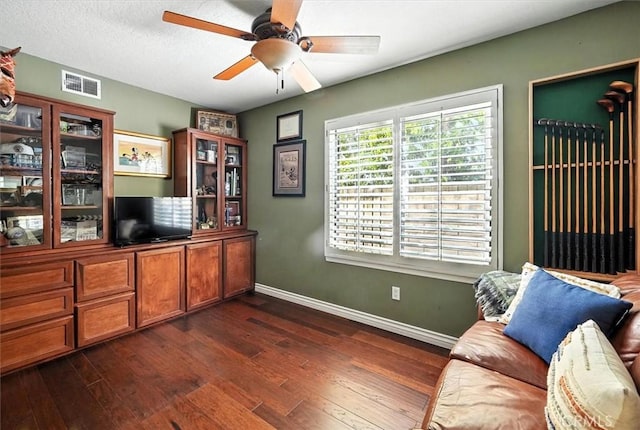23461 Darcy Ln, Newhall, CA 91321 - office with dark wood-type flooring and ceiling fan