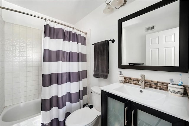 23461 Darcy Ln, Newhall, CA 91321 - full bath featuring vanity, tasteful backsplash, and shower / tub combo