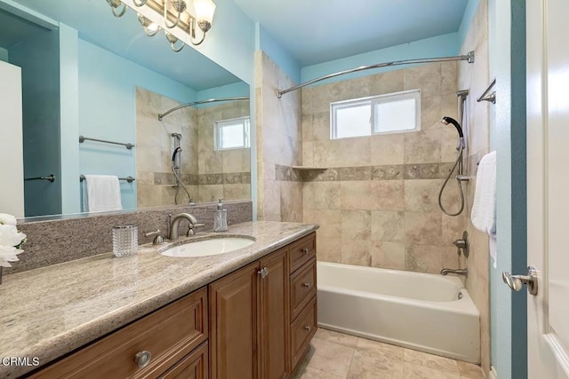 full bath featuring bathing tub / shower combination and vanity