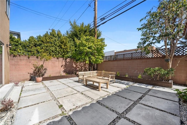 view of patio featuring a fenced backyard