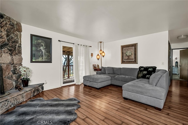 living room featuring wood-type flooring