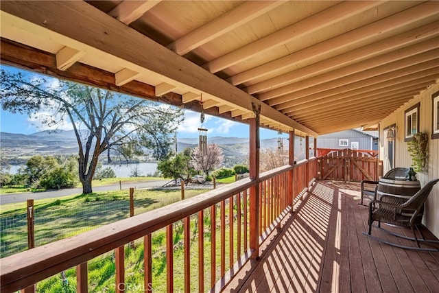 deck featuring a mountain view