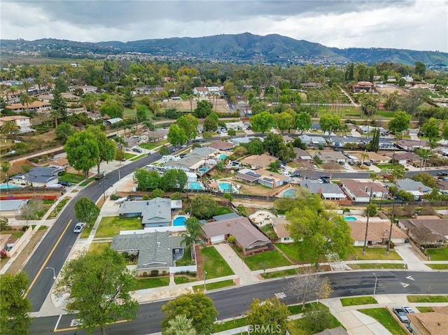 bird's eye view with a mountain view and a residential view