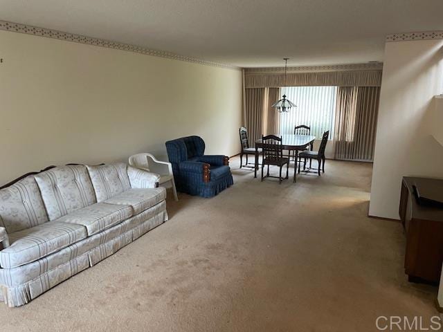 view of carpeted living area