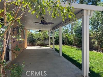 view of patio / terrace with a ceiling fan