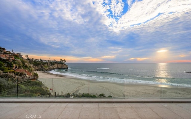 property view of water featuring a view of the beach