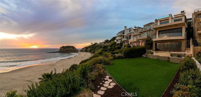 property view of water with a beach view