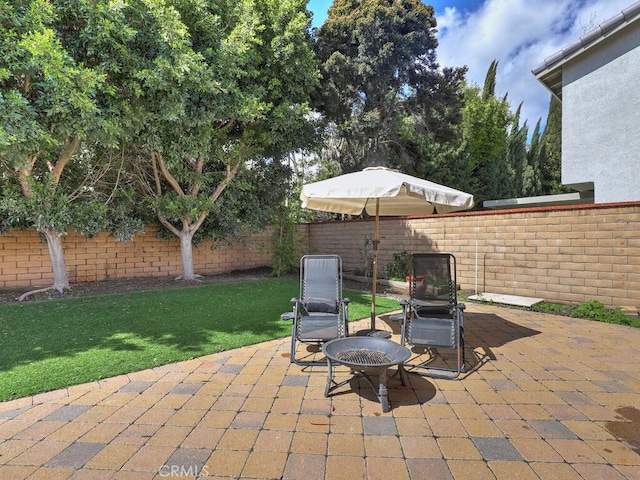 view of patio with a fenced backyard