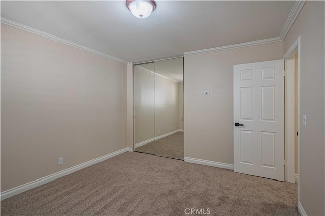 30360 Point Marina Dr, Canyon Lake, CA 92587 - unfurnished bedroom with carpet flooring, baseboards, ornamental molding, and a closet