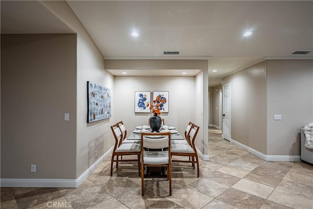 30360 Point Marina Dr, Canyon Lake, CA 92587 - dining area with baseboards, recessed lighting, and visible vents
