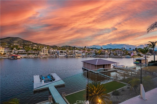 30360 Point Marina Dr, Canyon Lake, CA 92587 - dock area with a residential view, boat lift, and a water and mountain view