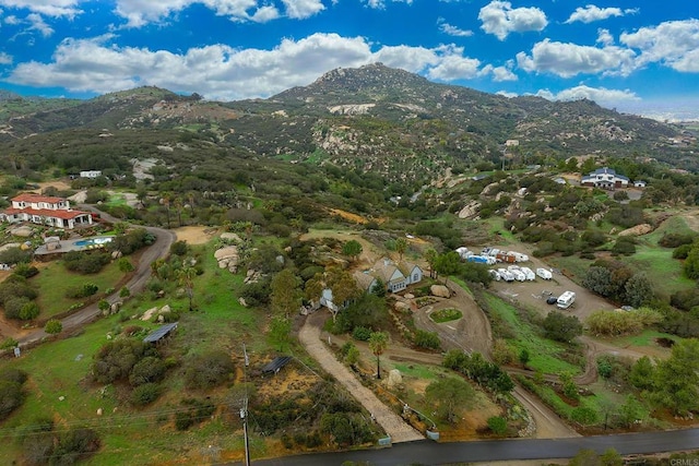 bird's eye view with a mountain view