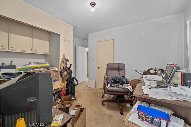 home office with light carpet