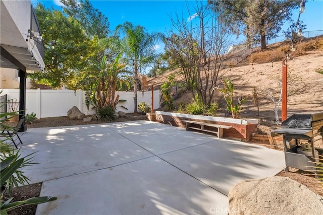 view of patio featuring grilling area and a fenced backyard