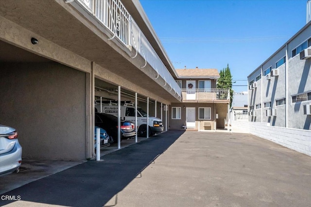 view of covered parking lot