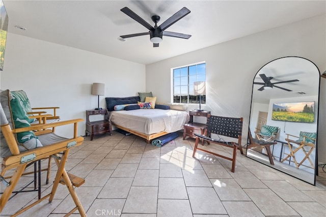 bedroom with light tile patterned flooring