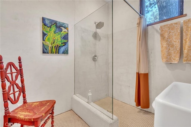 full bathroom with a shower with curtain