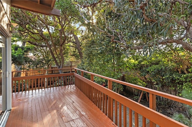 wooden deck featuring fence