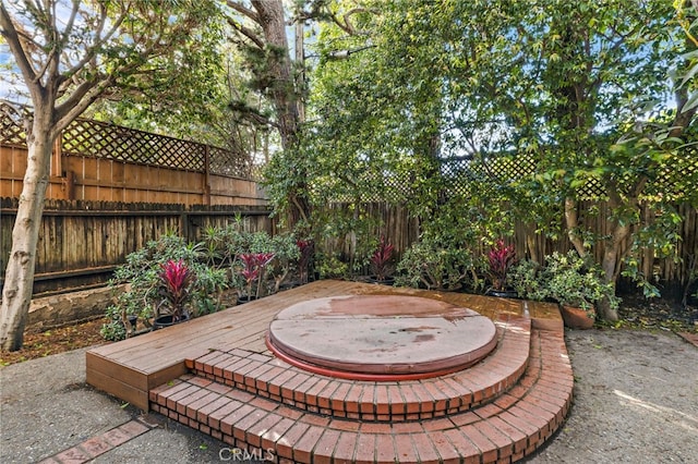 view of patio featuring a fenced backyard