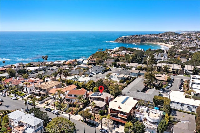 aerial view with a residential view and a water view