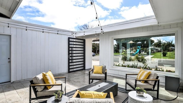 view of patio / terrace featuring an outdoor hangout area