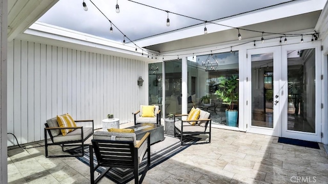 view of patio / terrace featuring french doors and outdoor lounge area