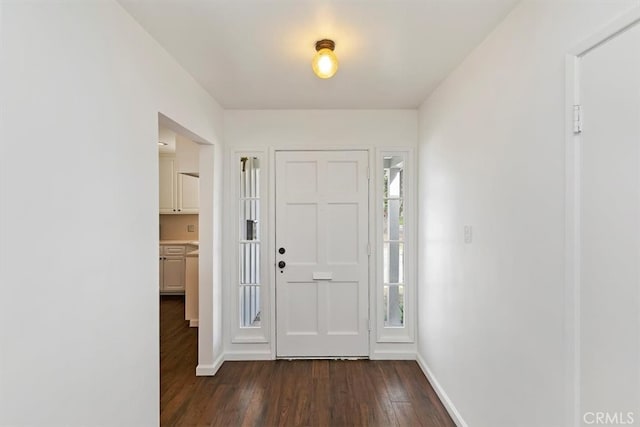 entrance foyer with baseboards and dark wood-style flooring