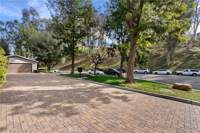 view of street with curbs