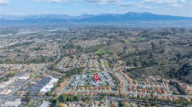 drone / aerial view with a mountain view