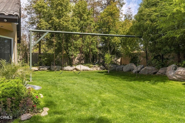 view of yard featuring a fenced backyard