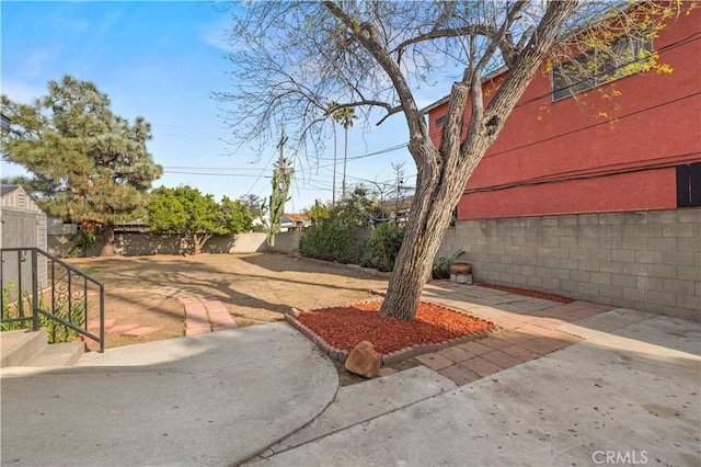 view of yard with a fenced backyard and a patio area