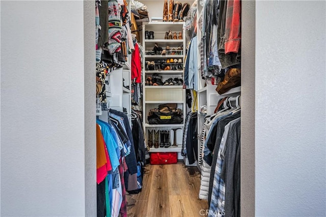 spacious closet with wood finished floors