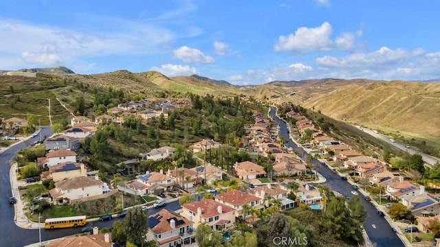 aerial view featuring a residential view and a mountain view