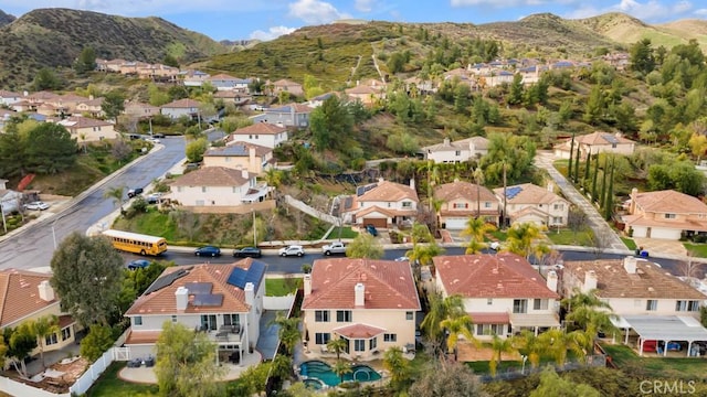 bird's eye view with a residential view and a mountain view