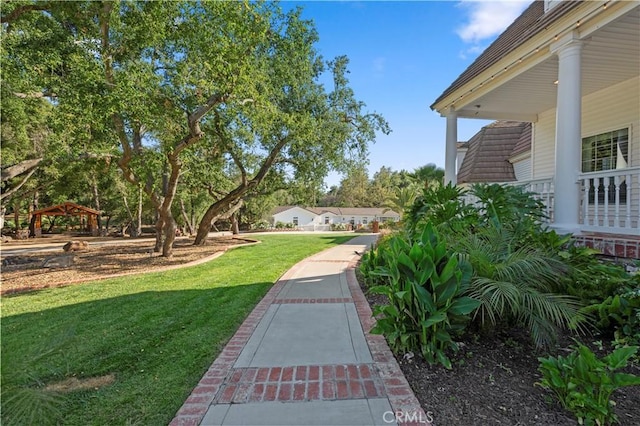 view of yard with a gazebo