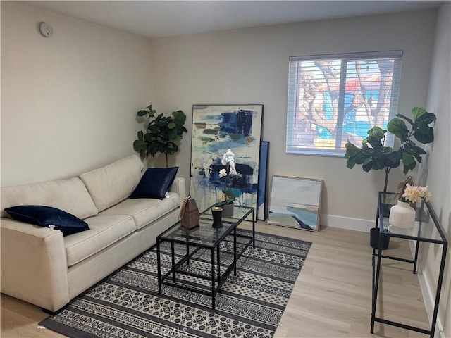 living room featuring baseboards and wood finished floors