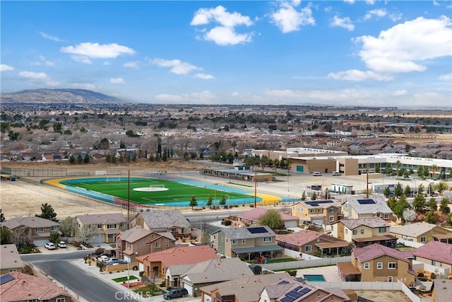 bird's eye view with a mountain view and a residential view