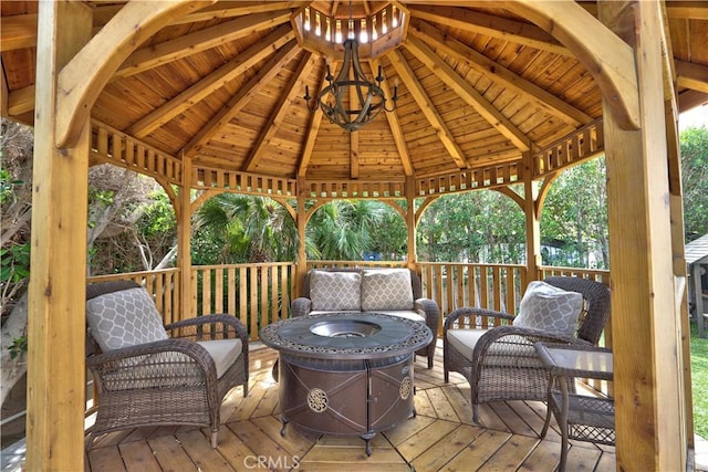 68340 Verano Rd, Cathedral City, CA 92234 - wooden terrace with an outdoor living space and a gazebo