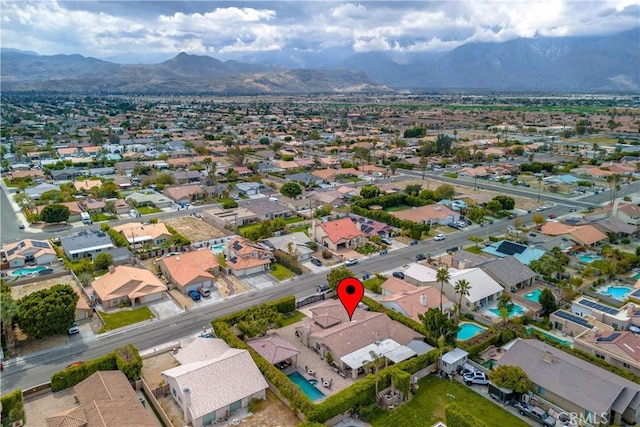 68340 Verano Rd, Cathedral City, CA 92234 - bird's eye view featuring a mountain view and a residential view