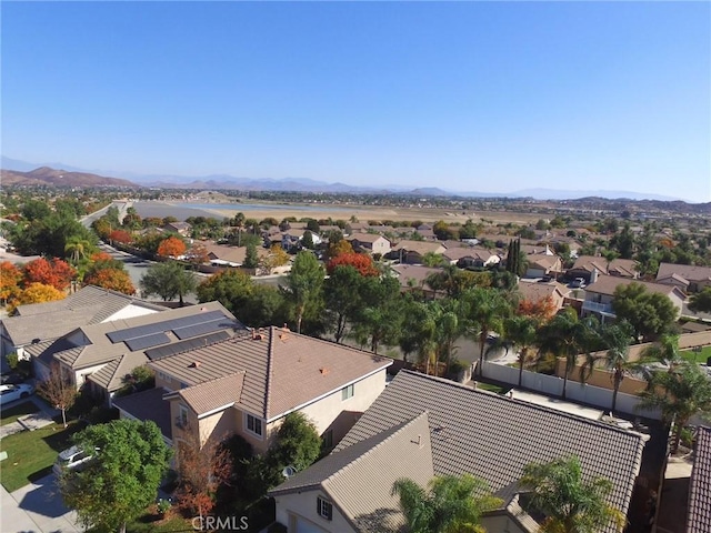 drone / aerial view with a mountain view and a residential view